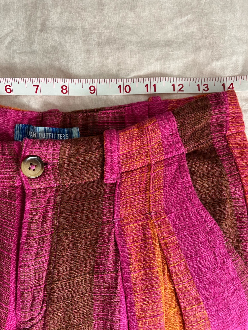 Urban Outfitters• Pink & Orange Low Rise Wide leg Martina Linen Trouser• Sz 0 - Picture 7 of 12